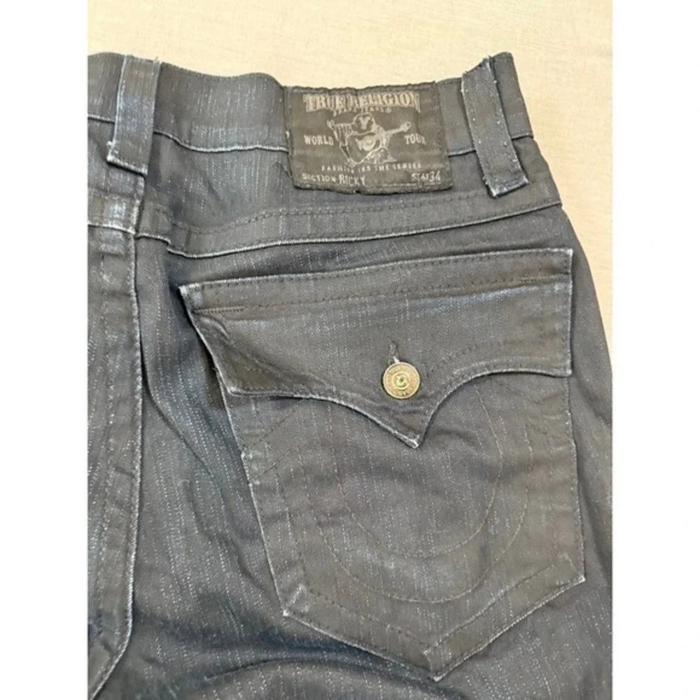 True Religion Ricky Mens‎ Jeans Black Wash Straight Leg Denim Pants 36X31.